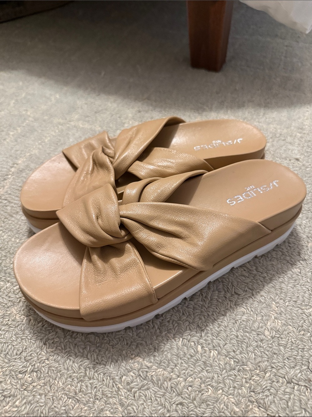 J Slides Knotted Platform Slide Sandal - Tan